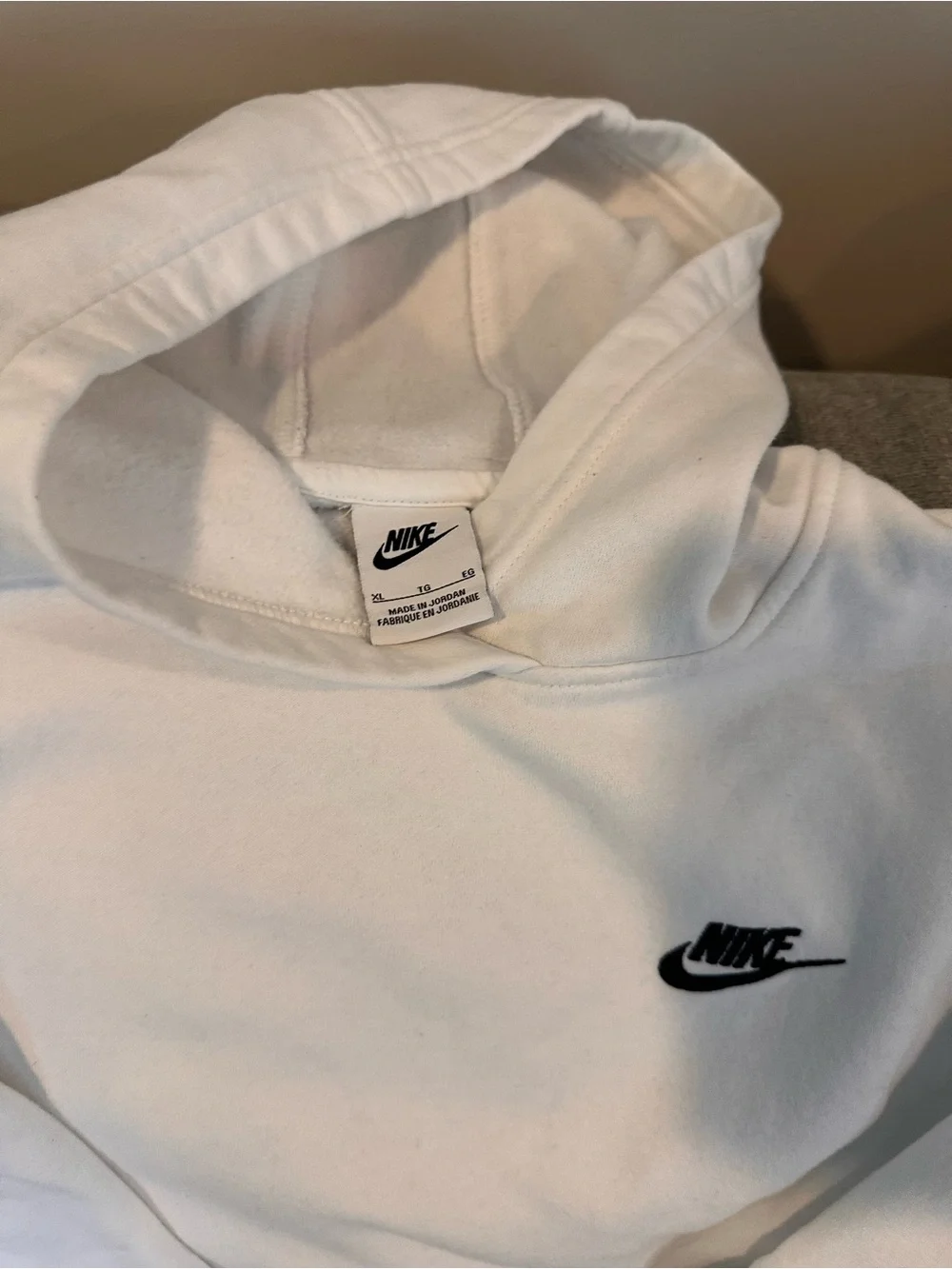Nike Kids Club Fleece Hoodies- 2 - white and beige YXL